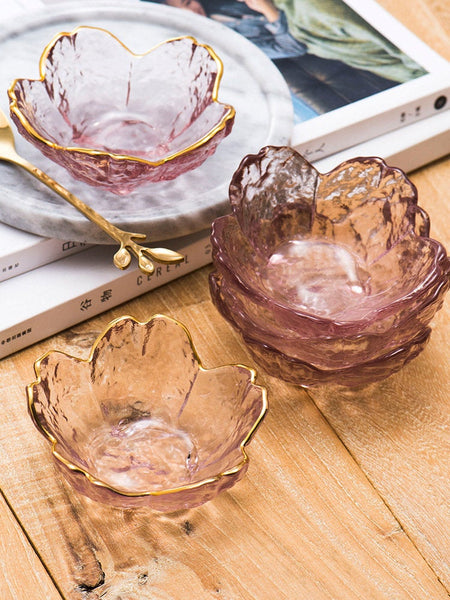 Japanese Sakura Flower Style Glass Snack/Sauce/Side Dish Plate Cherry Blossom