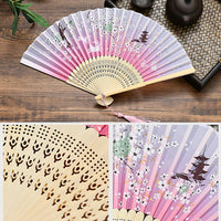 Pink Sakura Styles Silk Folding Fan Chinese Japanese Pattern Art Craft Home Decoration Dance Hand Fan