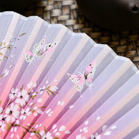 Pink Sakura Styles Silk Folding Fan Chinese Japanese Pattern Art Craft Home Decoration Dance Hand Fan