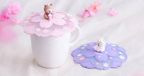 Bear with Cat Ears Sakura Mug Glass Cherry Blossom Cup Cover Only