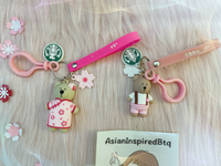 Bear with Sakura Pink Pants Key Chain Phone Chain Cherry Blossom Chain