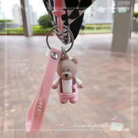 Bear with Sakura Pink Pants Key Chain Phone Chain Cherry Blossom Chain