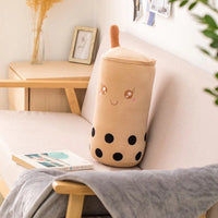 Boba Plush with Blanket inside for Warm Winter Boba Tea Bubble Pearl Milk Tea Plush with Blanket