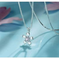 925 Silver Sakura Cherry Blossom Inspired Necklace Korean Style Handmade Jewelery