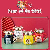 2021 Year of Ox Zodiac Animal Ceramics Mug Chinese New Year/Taurus Zodiac Cup