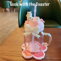 Cat Coffee/Drink Cup with Sakura Cherry Blossom and Bowtie (Straw included)