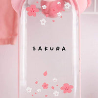 Cute Sakura Cherry Blossom Glass Water Bottle Cup