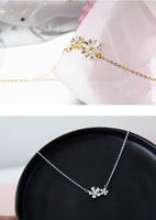 925 Silver Glittering Flowers Necklace Korean Style Handmade Jewellery