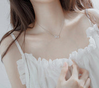 925 Silver Glittering Flowers Necklace Korean Style Handmade Jewellery