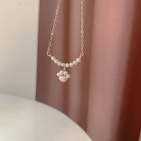 Cat Paw Natural Pearl 14k 925 Silver Gold Plating Handmade Necklace