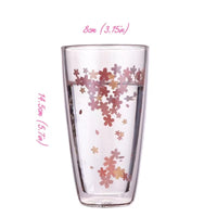 Double Layer Tall Sakura Cherry Blossom Glass/Cup/Mug (Fitted for Coffee/Tea/Milk/Juice/Water)