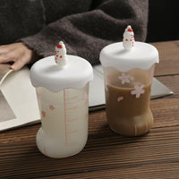 Sakura  Cat Leg Paw Glass/Cup/Mug (Fitted for Coffee/Tea/Milk/Juice/Water) Cherry Blossom