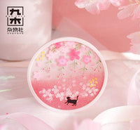 Cat under Sakura Tree Beautiful Cup Coaster with Drifting Sand and Sakura Inside Cherry Blossom