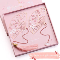 Beautiful Sakura Cat bookmark Metal Fan Tassel Style