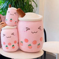 Pink Fluffy Boba Bubble Tea Plush Doll Pillow Cushion (Big Size Available)