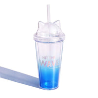 Cat Ear Gradient Color Double Layers Coffee/Drink Cup (Straw included) 3 Styles