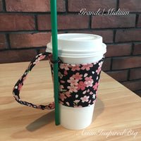 Sakura Cherry Blossom Coffee Cup Holder Boba Tea with straw holder Sustainable Portable Foldable