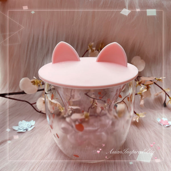 Adorable Pink Cat Ear Mug and Glass Cup Cover (Cover only)
