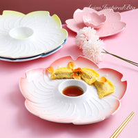 Japanese Sakura Flower Style Big Plate with Dip Cherry Blossom