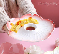 Japanese Sakura Flower Style Big Plate with Dip Cherry Blossom