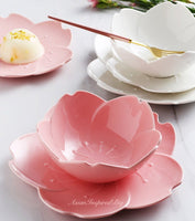 Japanese Sakura Flower Style Bowl & Plate White+Pink Cherry Blossom
