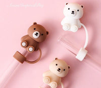 Boba tea Bubble milk tea Bear Straw Topper (with or without reusable straw available)