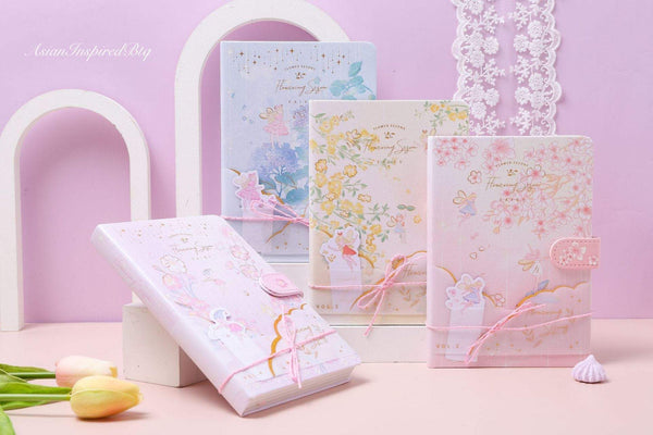 Fairy and Flower Notebook Journal Japanese Style Hardcover Diary Books Weekly Planner Handbook Scrapbook