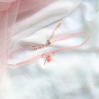 Spring Pink Peach Heart Pendant Choker Short Clavicle Necklaces Fashion For Girl Cute Aesthetic Jewelry Japanese Kpop